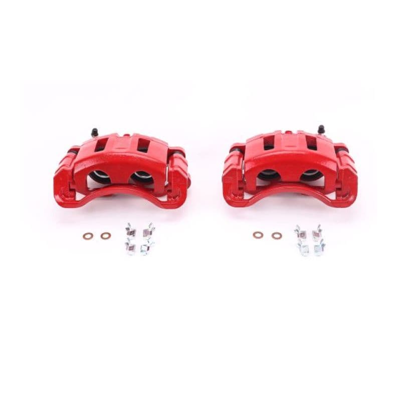 PowerStop Brake Calipers Pair Powder Coated Red High-Temperature Resistant