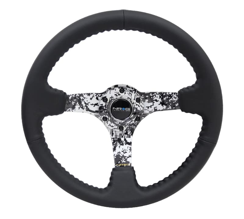 NRG Steering Wheel for Chevy C6 350mm 3in Deep Black Leather Reinforced