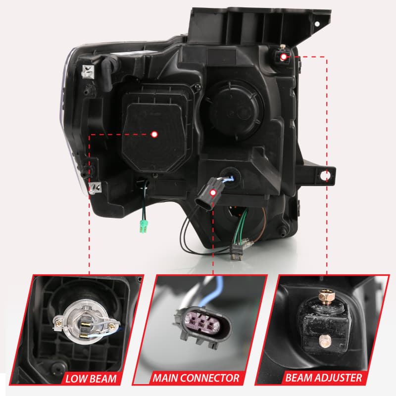 ANZO Projector Headlights for Chevy C6 G2 Pair Clear Lens Black Housing - Image 5