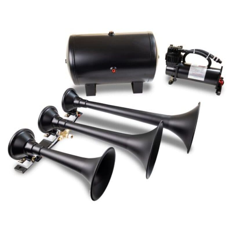 Kleinn Air Horns Triple Air Horns Demon Model 730 with 3 Spun Steel Trumpets ...