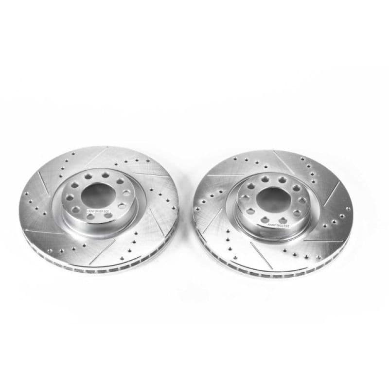 PowerStop Evolution Drilled/Slotted Rotor for Chevy C6 Cross-Drilled Silver Zinc