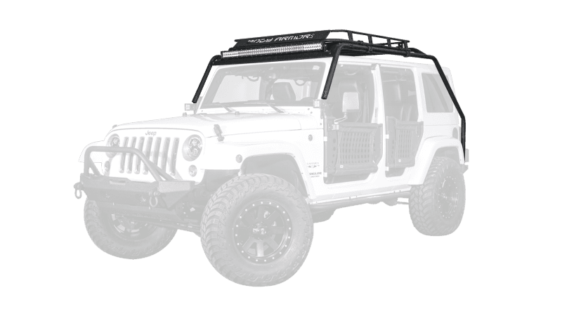 Body Armor 4x4 Tubular Windshield Light Bar 4 Tabs Bolt-On Black Powder Coat