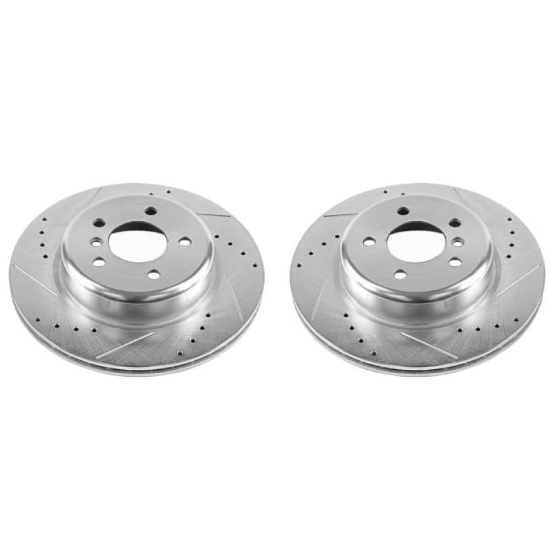 PowerStop Evolution Drilled/Slotted Rotor for OE Fit Silver Zinc Plated