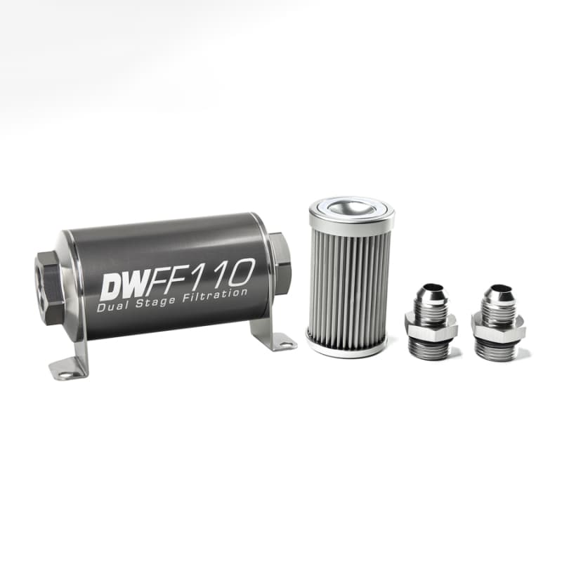 DeatschWerks Fuel Filter Kit 110mm Stainless Steel 10 Micron -8AN Universal