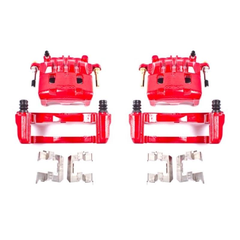 PowerStop Brake Calipers Powder Coated Red Pair Durable High-Temp Finish