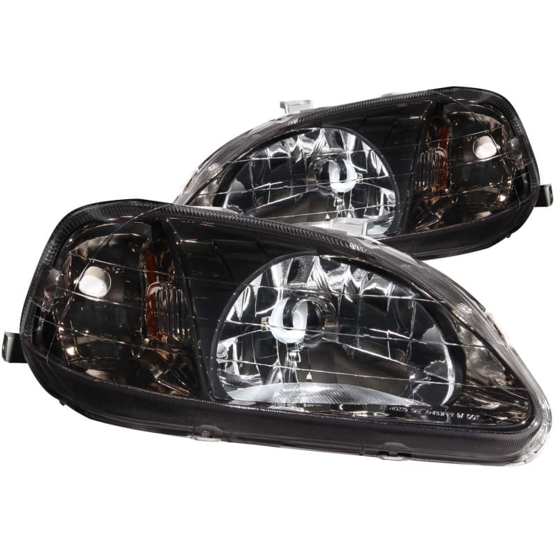 ANZO Crystal Headlight Set for Chevy C6 Clear Lens Gun Metal Housing Pair