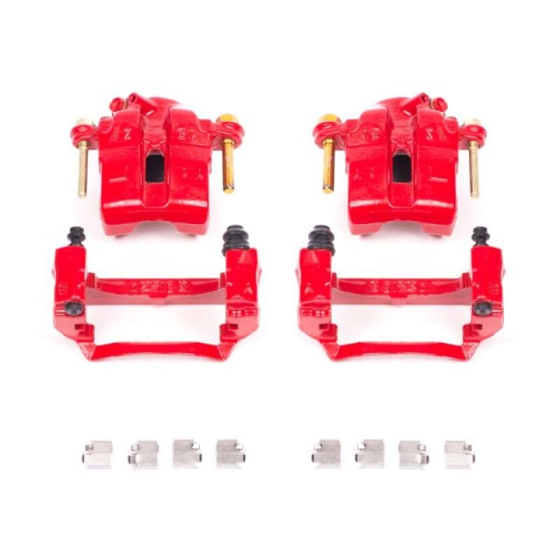 PowerStop Brake Calipers Pair Powder Coated Red High-Temperature Resistant