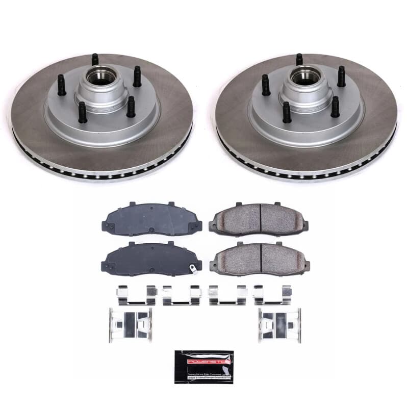 PowerStop Semi-Coated Rotor Kit with Pads and Hardware for Daily-Driven Vehicles