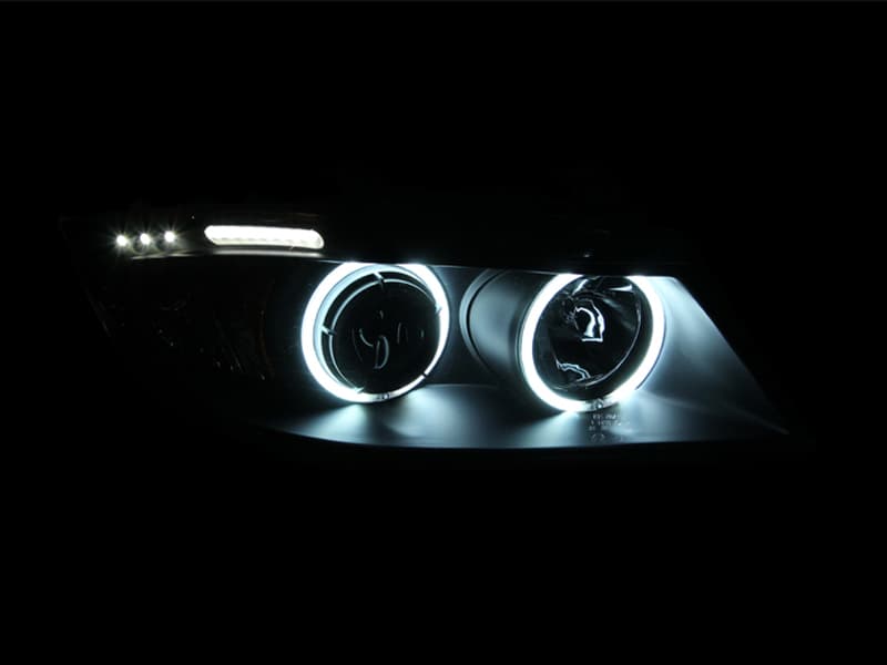 ANZO Projector Headlights for 4Dr & Wagon Models Pair Black Housing Halo LED Bar - Image 4