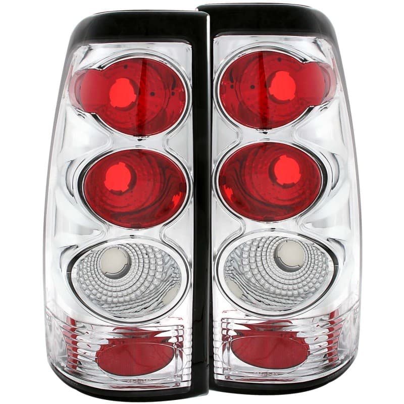 ANZO Tail Light Assembly Pair Clear Lens Chrome Housing for Chevy C6
