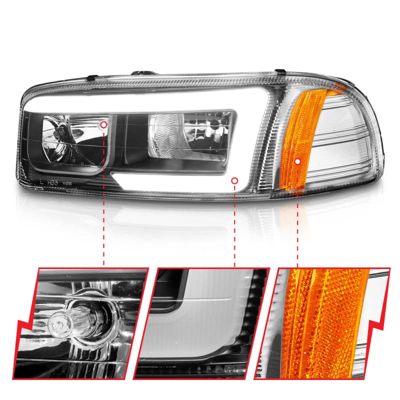 ANZO Crystal Headlights Set Clear Lens Black Housing 2pc for Vehicle - Image 4