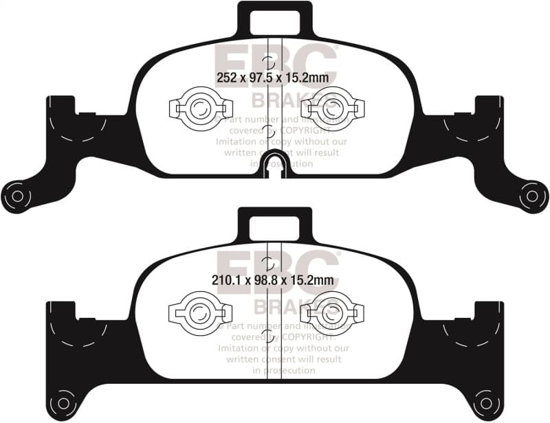EBC Redstuff Brake Pad Set for Chevy C6 Low Dust Synthetic Fiber Ceramic - Image 2