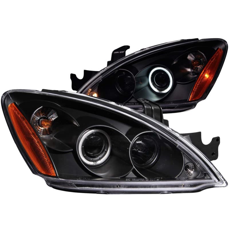 ANZO Projector Headlights for Non-EVO Models with Halo Clear Lens Black Housi...
