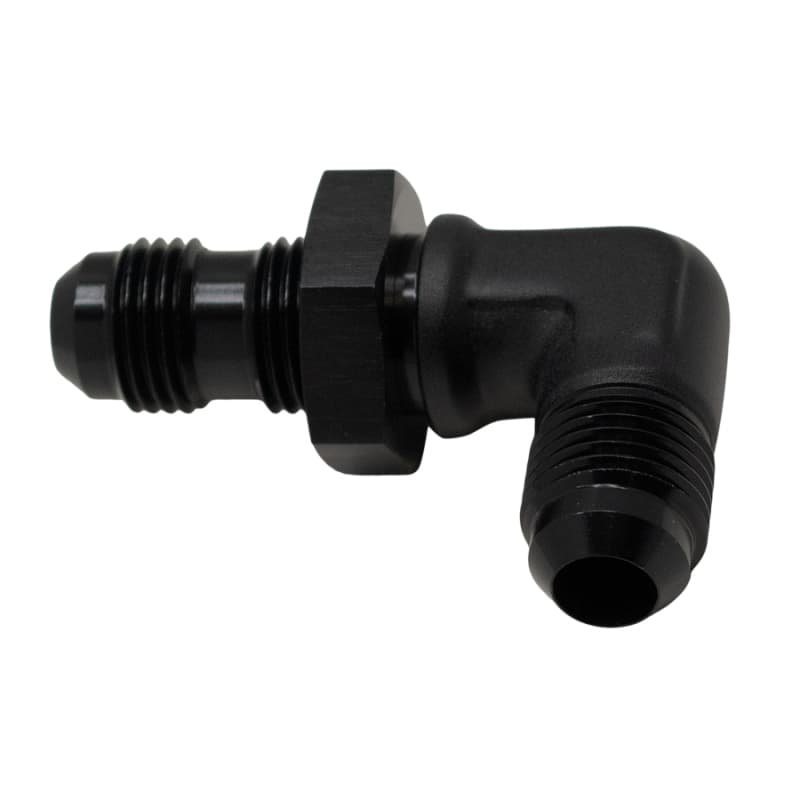 DeatschWerks 6AN Male Flare Bulkhead Adapter 90-Degree Anodized Matte Black