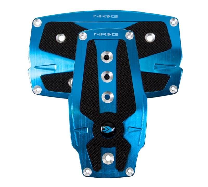 NRG Aluminum Sport Pedals A/T Blue with Black Rubber Inserts - Image 2
