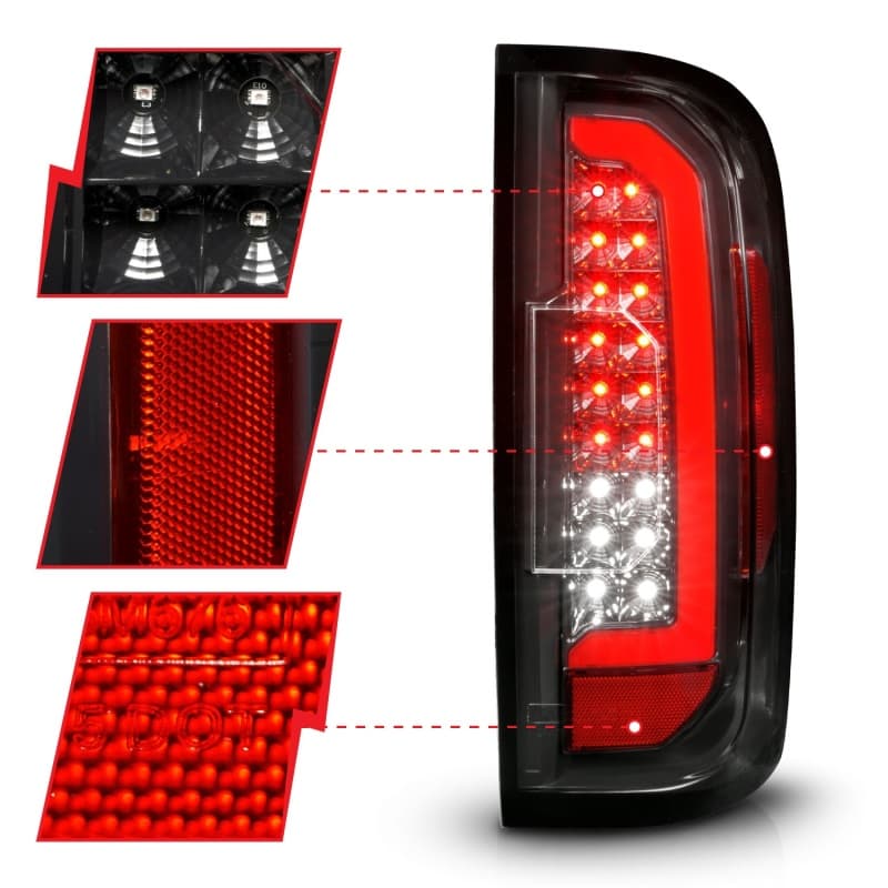 ANZO LED Taillight Assembly for Chevy C6 Clear Lens Black Housing Pair - Image 4