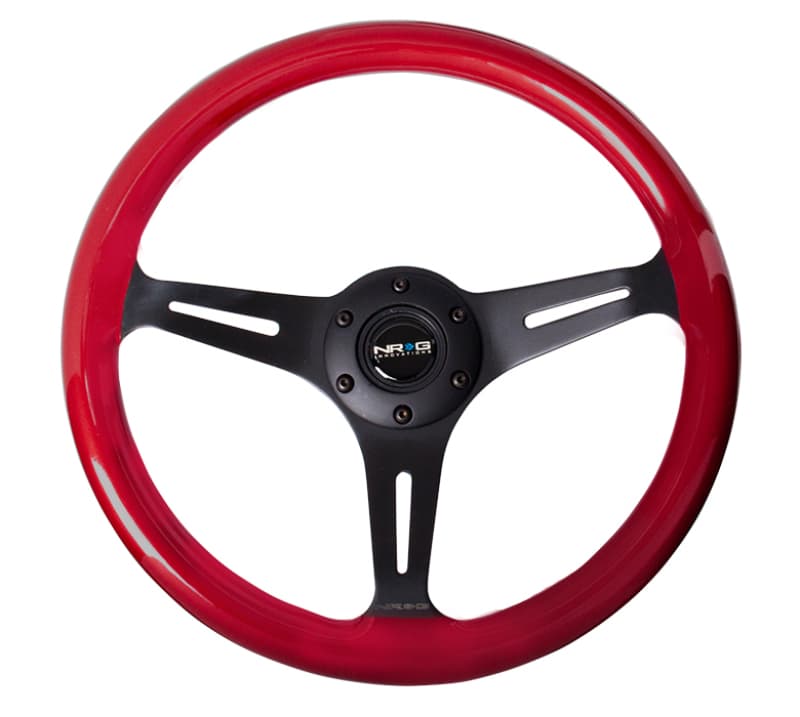 NRG Steering Wheel Classic Wood Grain 350mm Red Pearl/Flake Black 3-Spoke