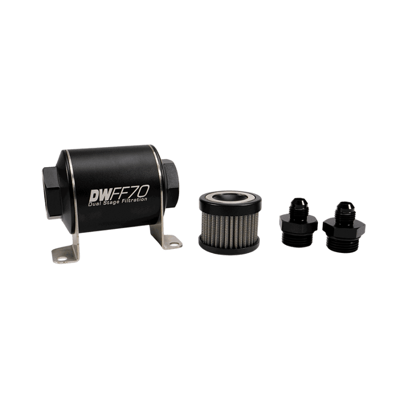 DeatschWerks Fuel Filter Kit 70mm Stainless Steel 100 Micron -6AN Universal