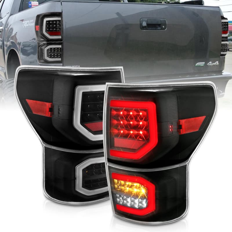 ANZO LED Taillight Assembly Pair Clear Lens Black Housing Plank Style