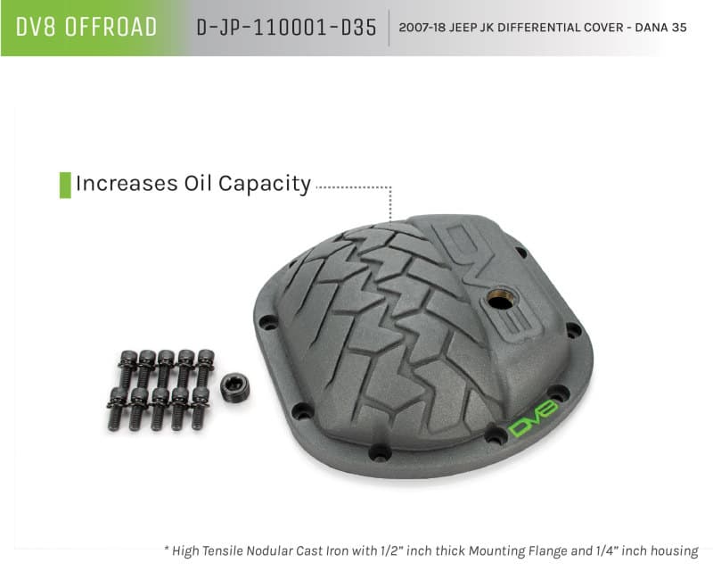 DV8 Offroad Differential Cover for Dana 30 Axle Nodular Cast Iron Tread Design - Image 5