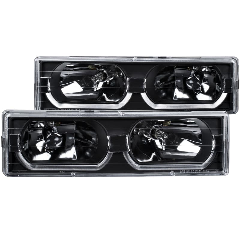 ANZO Crystal Headlights Set for Chevy C6 Clear Lens Black Housing Pair - Image 2