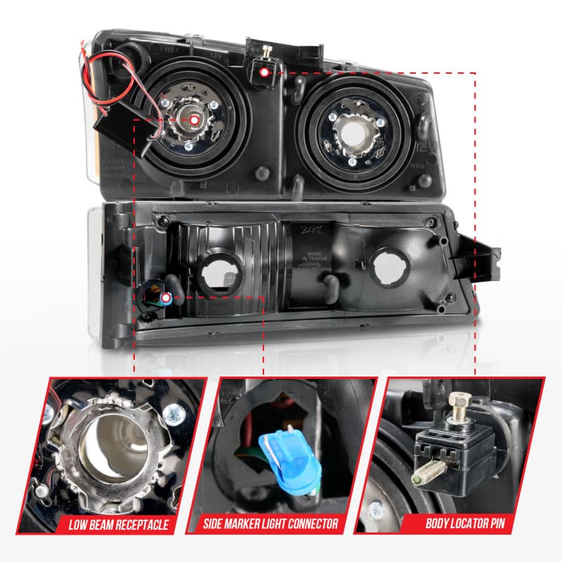 ANZO Crystal Headlights for Chevy C6 Clear Lens Replacement - Image 5