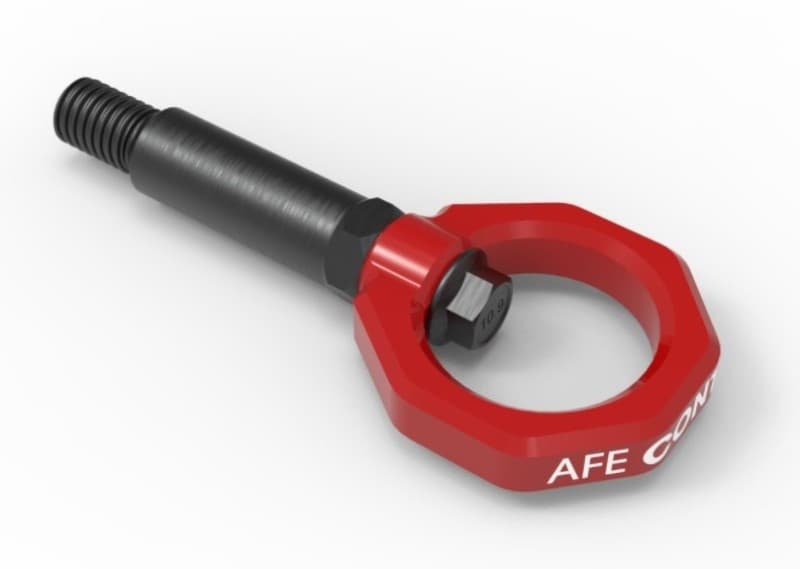 aFe Tow Hook for BMW CNC Machined 4130 Steel Black Zinc Coated Stem - Image 2