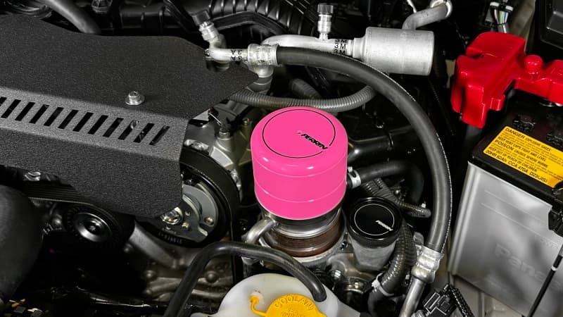 Perrin Performance Oil Filter Cover for Subaru WRX & BRZ/FR-S/86 Hyper Pink - Image 4