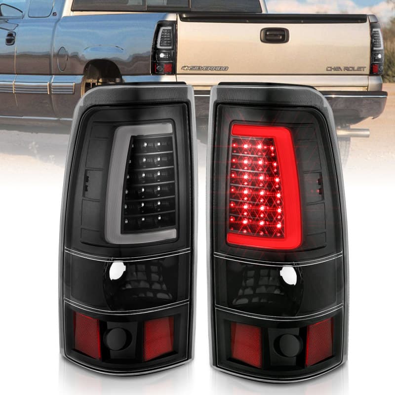 ANZO LED Taillight Assembly for Chevy C6 Pair Clear Lens Black Housing Plank ...