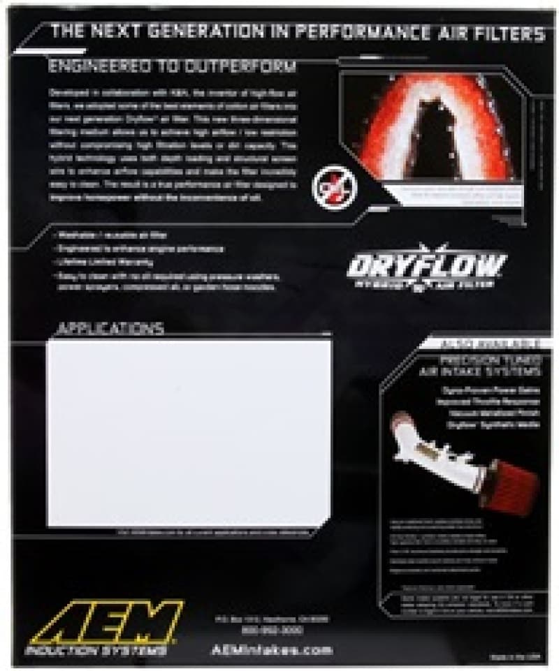 AEM Induction Dryflow Drop-In Air Filter Oil-Free High Airflow Durable - Image 5