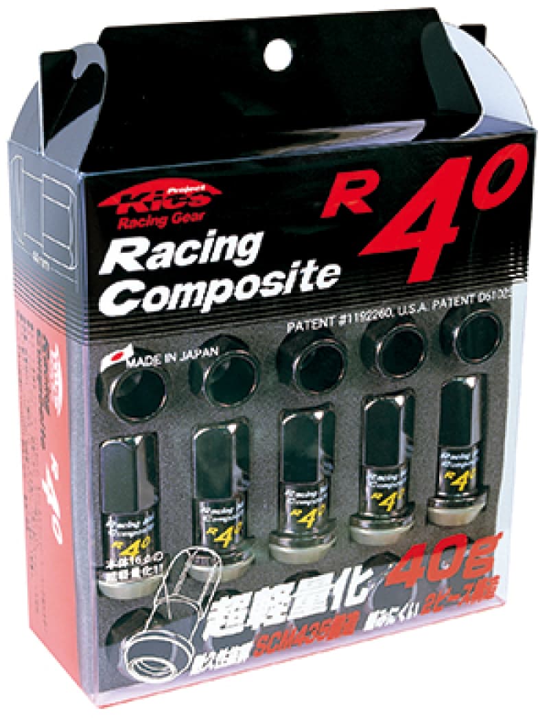 Project Kics R40 Lug Nuts 12x1.50 Thread Pitch Black (20 Pcs)