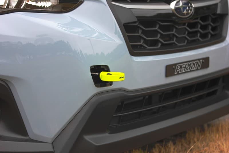 Perrin Performance Tow Hook Kit for Subaru WRX/Crosstrek/OBXT Front Neon Yellow - Image 3