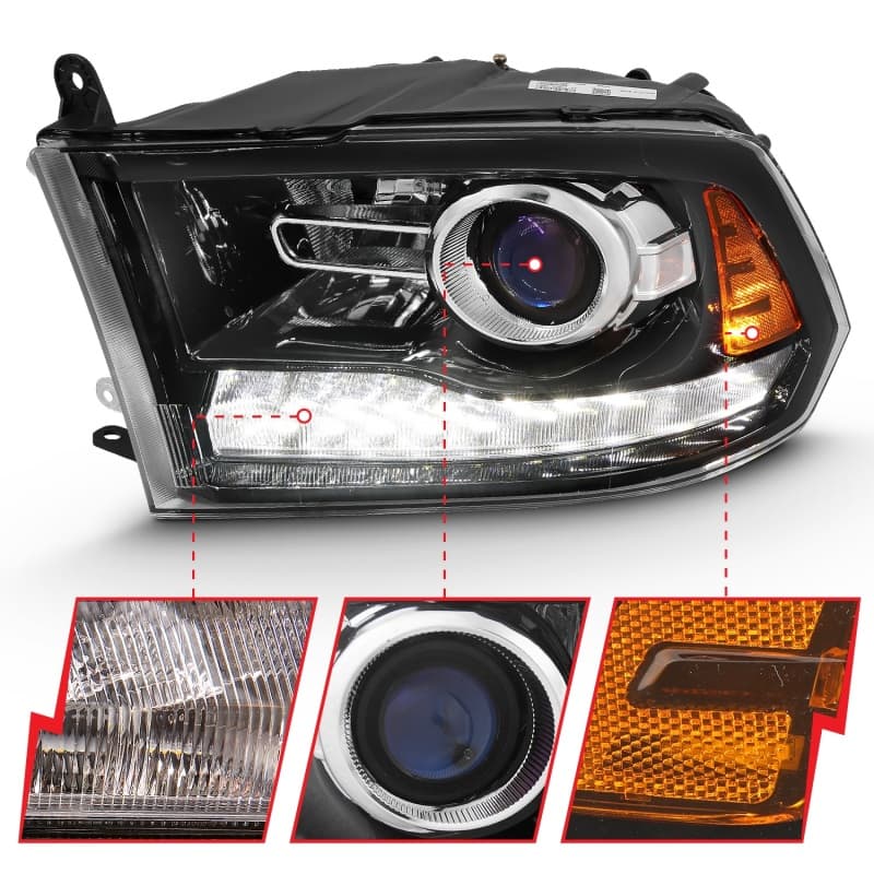 ANZO Projector Headlights for Chevy C6 G2 Halo Clear Lens Black Housing Pair - Image 4