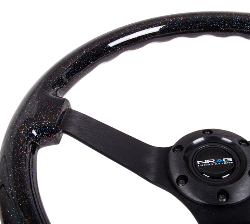 NRG Reinforced Steering Wheel 350mm 3in Deep Classic Black Sparkle Wood Grain - Image 3