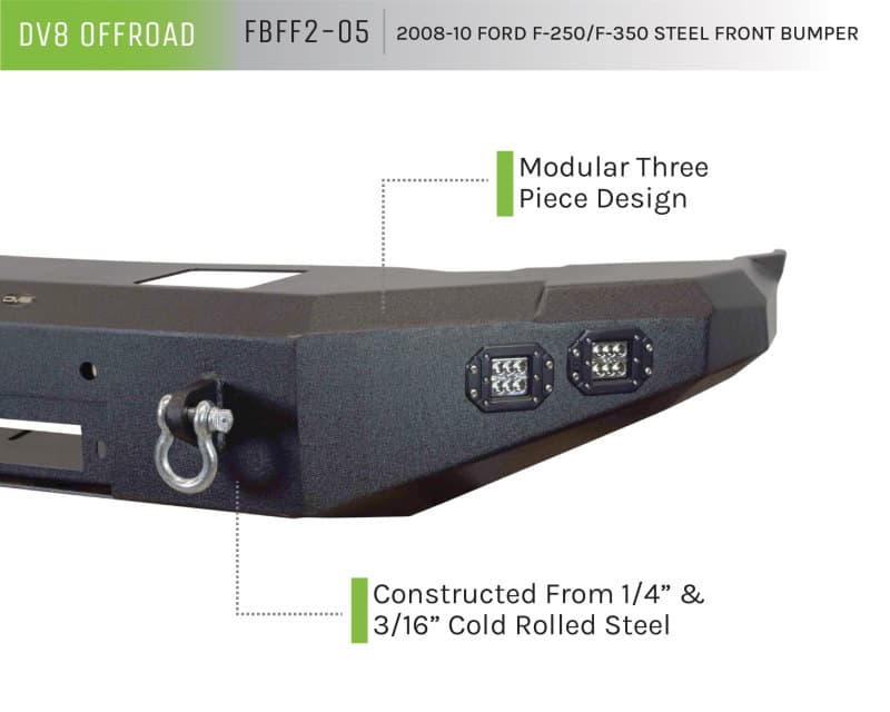 DV8 Offroad Front Bumper for Trucks 3/16" Steel 12,500 lbs Winch Capacity - Image 5