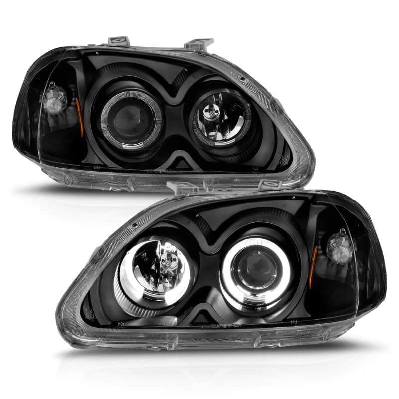 ANZO Projector Headlights for Chevy C6 Pair Clear Lens Black Housing Halo - Image 3