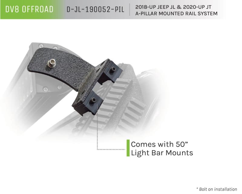 DV8 Offroad Light Bar Mounts for Jeep JL/Gladiator 50" AR-15 Picatinny Rail S... - Image 4