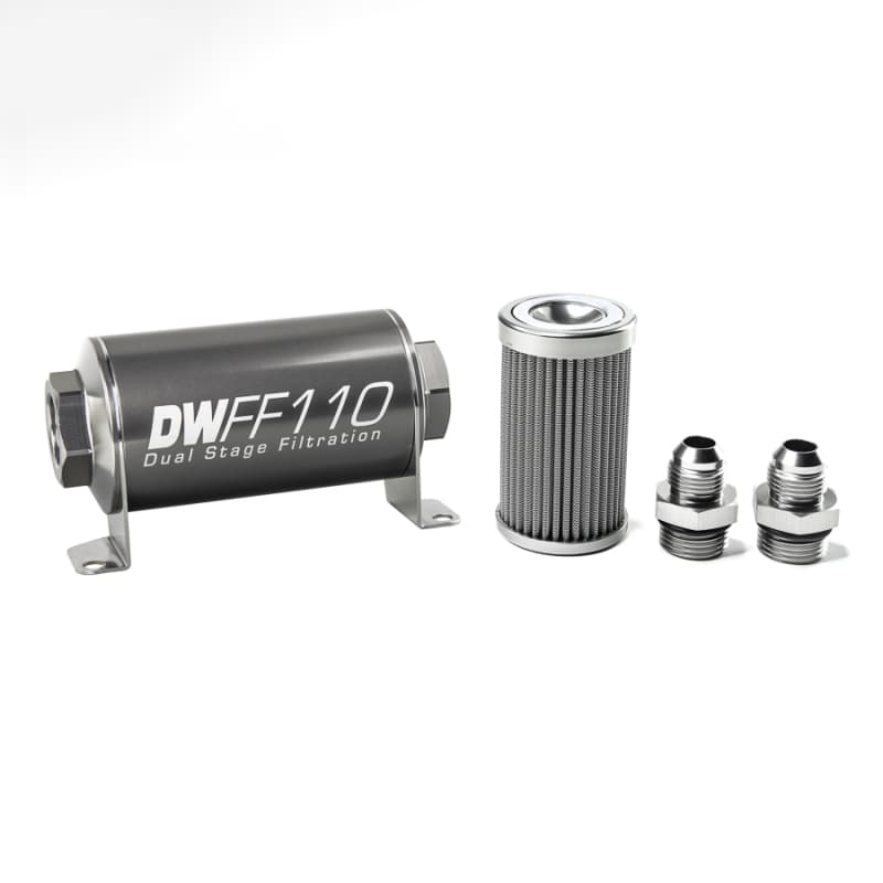 DeatschWerks Fuel Filter Kit 110mm Stainless Steel 100 Micron -8AN Universal