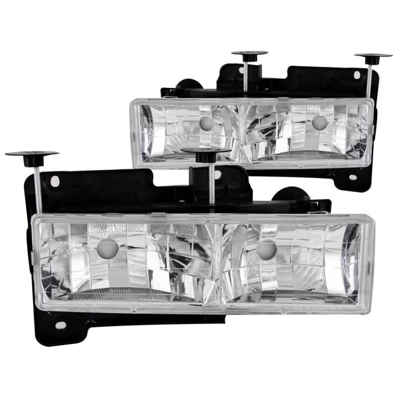 ANZO Crystal Headlight Set for Chevy C6 Clear Lens Chrome Housing Pair - Image 2