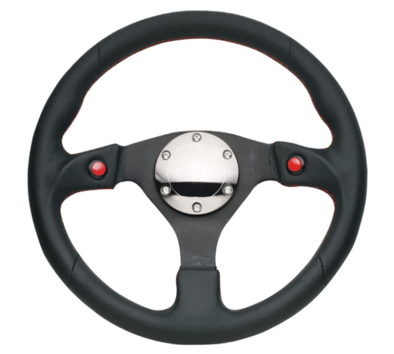 NRG Reinforced Steering Wheel 320mm Black Leather w/Dual Buttons - Image 3