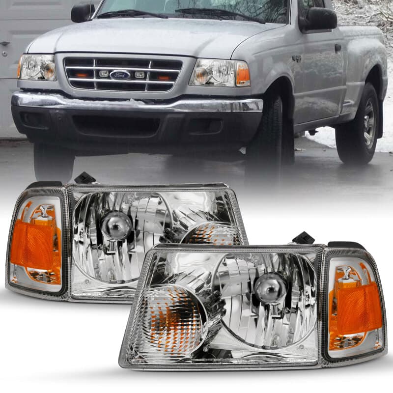 ANZO Crystal Headlights for Non HID Models Clear Lens Chrome Housing Pair - Image 2