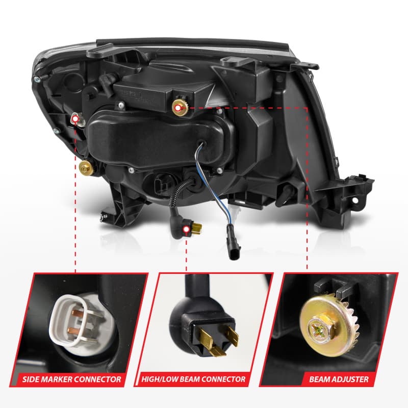 ANZO LED Projector Headlights for 05-11 Toyota Tacoma Full LED White DRL Blac... - Image 5