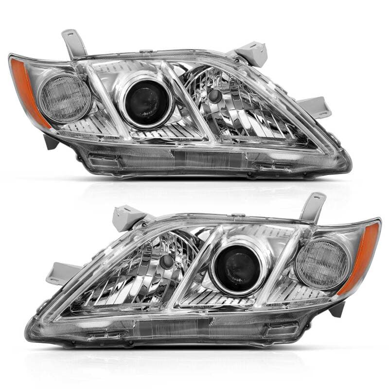 ANZO Projector Headlight Set for Chevy C6 Clear Lens Chrome Housing Pair - Image 4