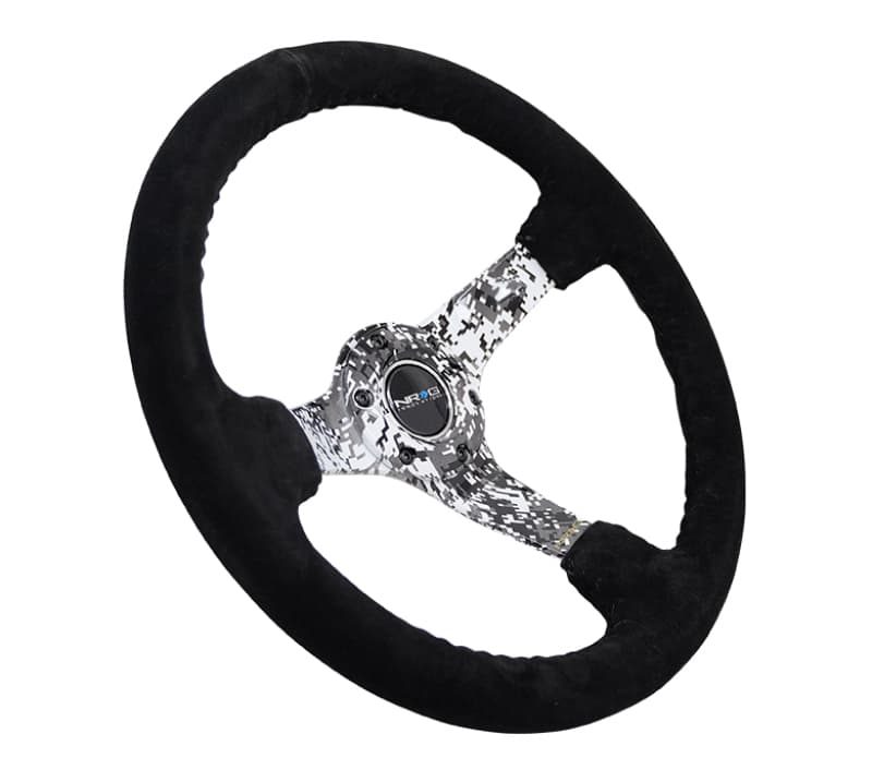 NRG Steering Wheel for Chevy C6 350mm 3in Deep Reinforced Black Suede - Image 2