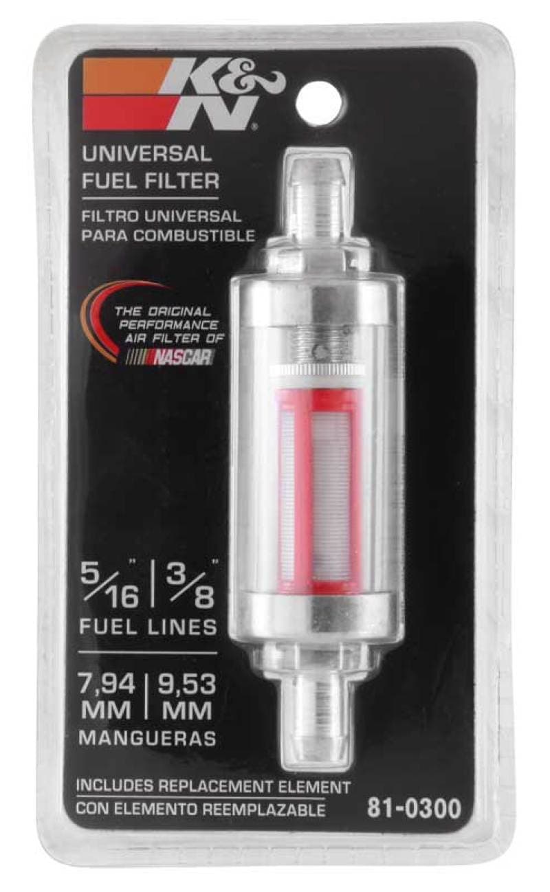 K&N Engineering Inline Fuel Filter Universal Clear Glass Body Replaceable Mesh - Image 3