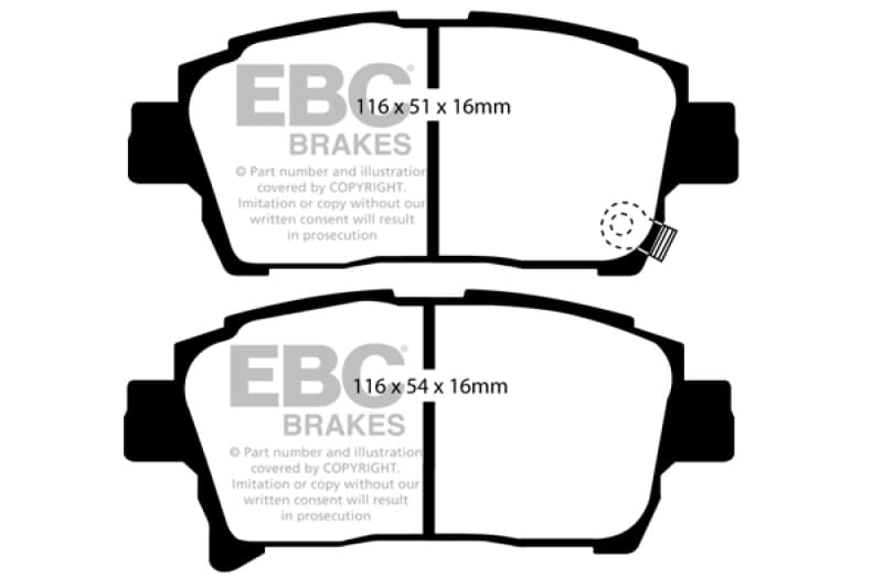 EBC Yellowstuff Brake Pad Set for Street and Track Driving Aramid Fiber Compound