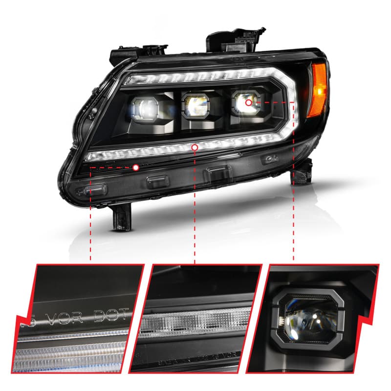 ANZO LED Projector Headlights Clear Lens Black Housing for Chevy C6 - Image 3