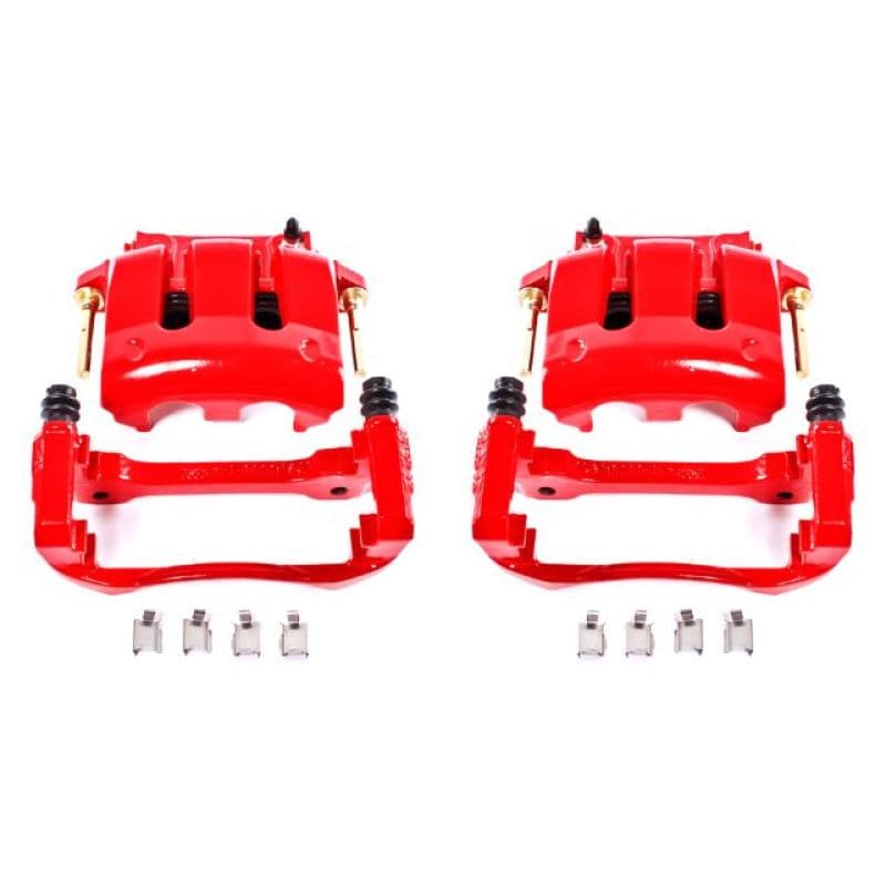 PowerStop Brake Calipers Pair Red Powder Coated Durable High-Temp Finish
