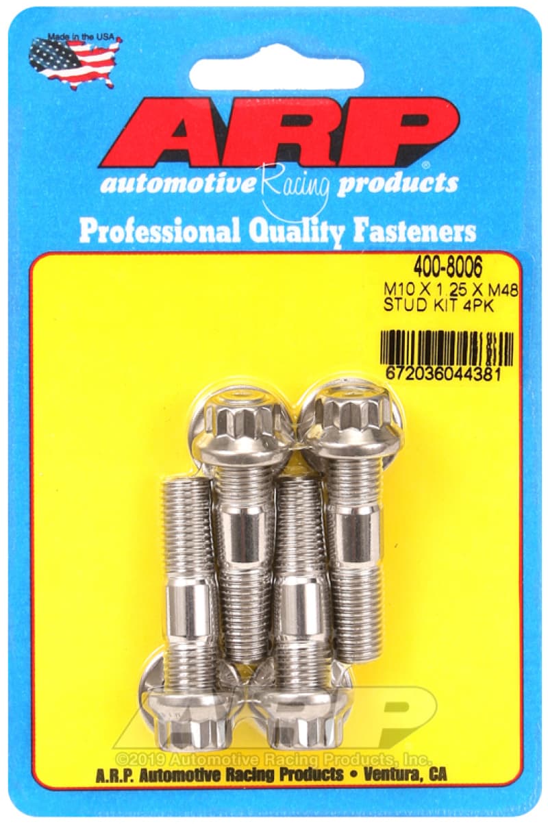 ARP M10 x 1.25 x 48mm Broached 4-Piece Stud Kit