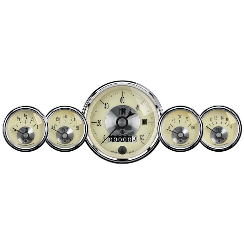 AutoMeter Prestige Gauge Kit with Speedometer, Temp, Oil, Fuel, Voltmeters - Image 2